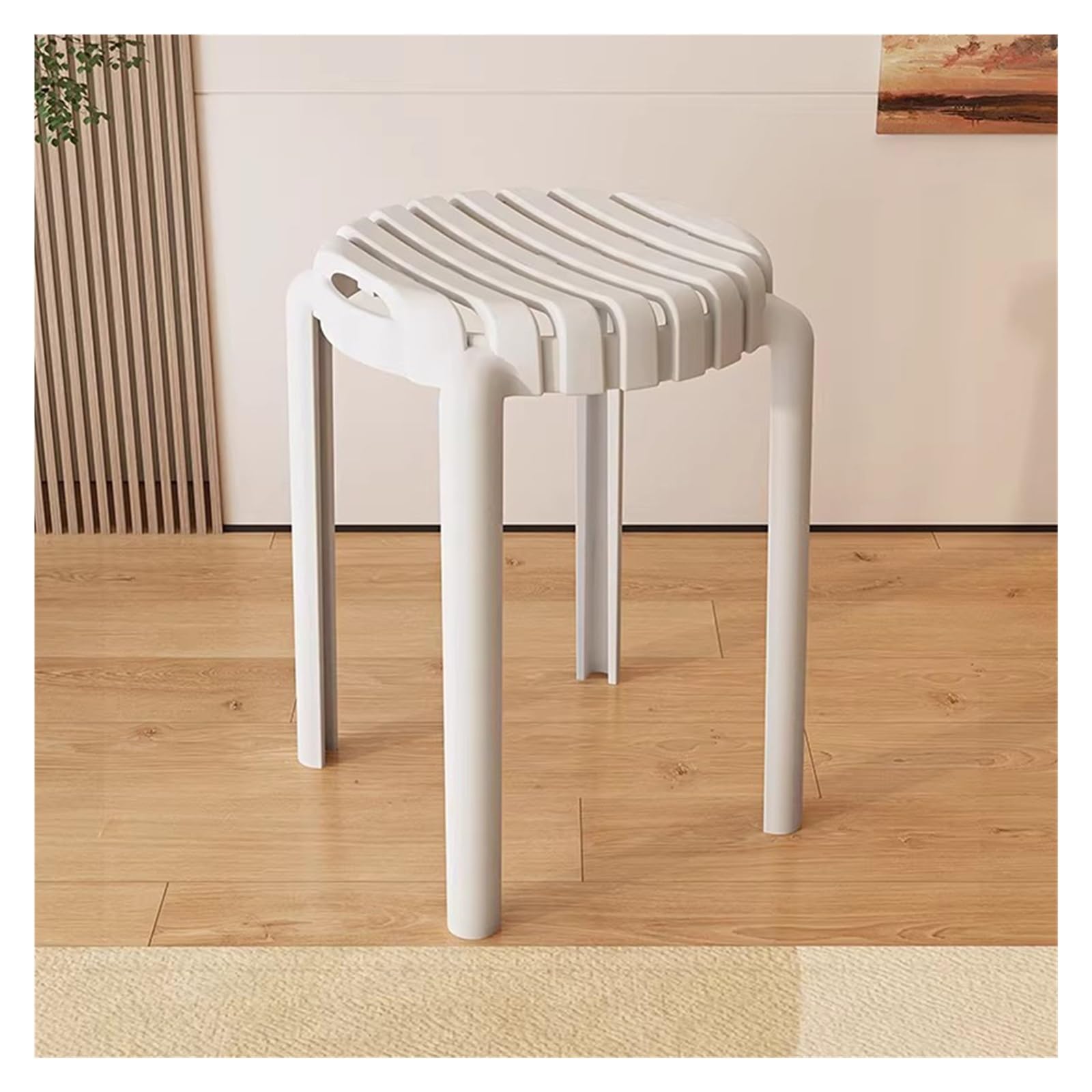 Juego de 4 taburetes de plástico apilables portátiles, asientos de aula sin respaldo, 18.1 pulgadas de altura, ideales para uso escolar y oficina en casa