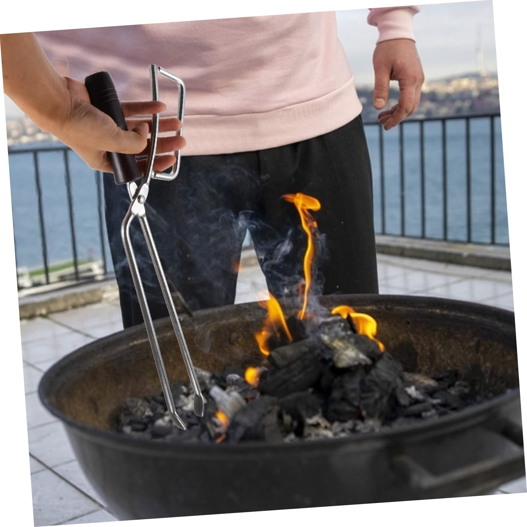 Pinzas para Carbón de Barbacoa Mango de Haya Maciza, 1