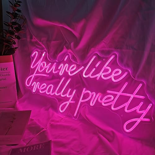 Miniatura 10 de Letrero de luces de neón con texto en inglés You are Like Really Pretty para decoración de pared, tienda, salón, casa, bar. Luces regulables grandes