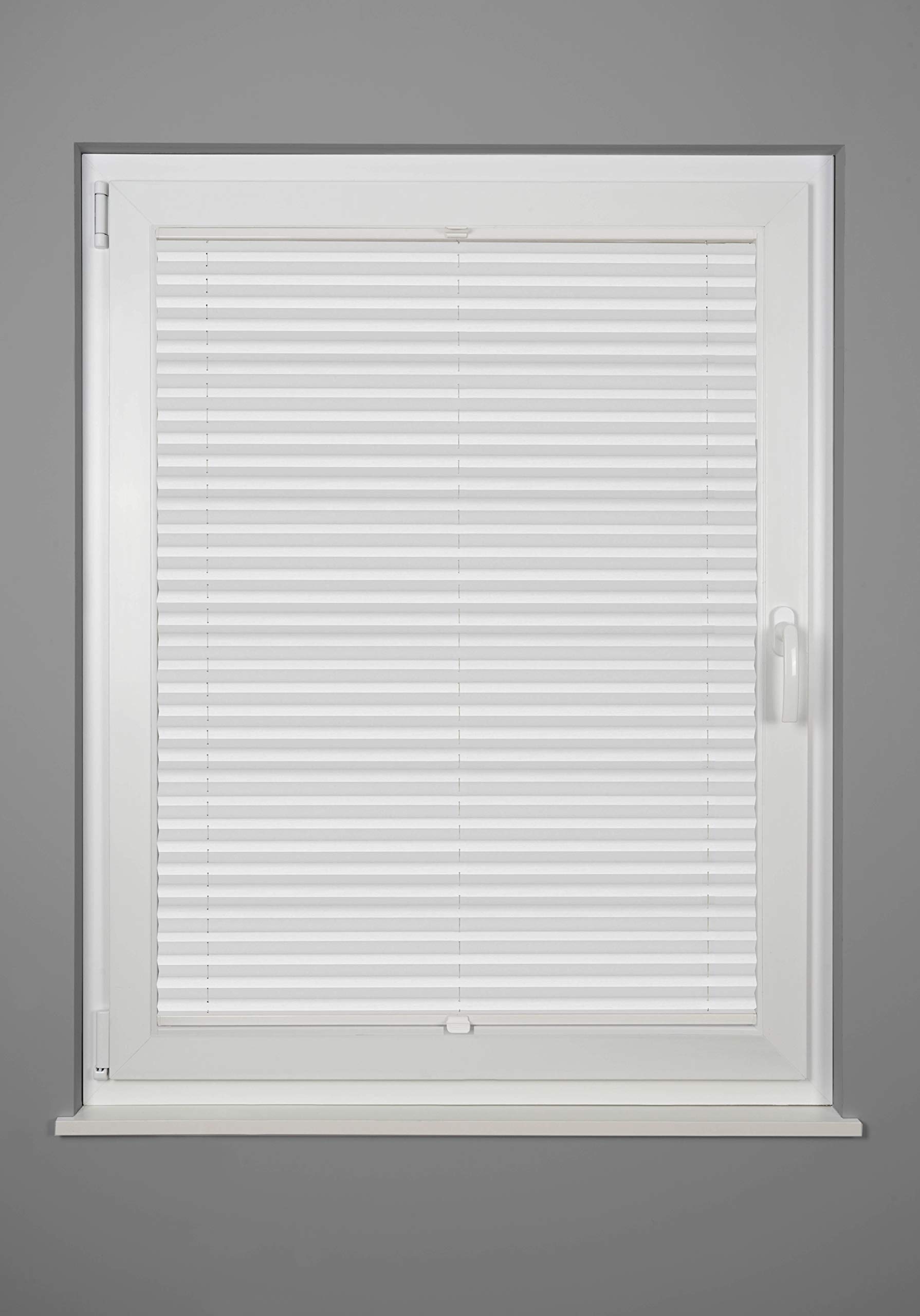 Plissee nach Maß Thermo für Fenster innen Montage in Glasleiste mit Spannschuh Sonnenschutz-Rollo Lichtschutz Blickdicht leichte Verdunkelung Weiß B: 51-60 cm, H: 40-100 cm