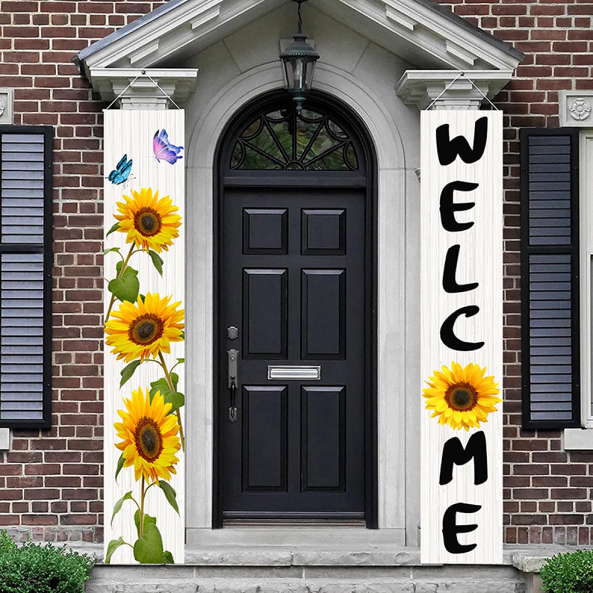 PRETYZOOM 3 Paare Willkommensbanner Dekoration Bauernhaus Solarlaternen Im Freien Ernte Solar- Türkränze Im Freien Sommerlicher Türkranz Veranda Frühling Gartenzwerg Veranda-Schild Polyester