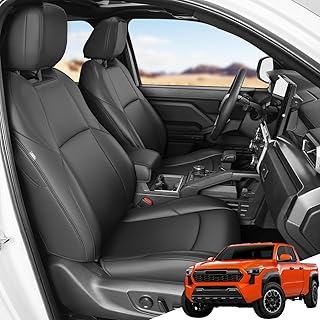 Full Coverage Seat Covers Fit for Toyota Tacoma (2024 2025 2026) Double Cab/Crew Cab SR/SR5/TRD Sport/TRD Off-Road/Limited, Leather Seat Cushion Protectors Full Set (5 Seats, Black)