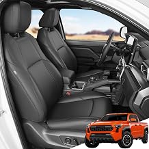 Full Coverage Seat Covers Fit for Toyota Tacoma Double Cab 2024+ | Black Leather Seat Cushion Protectors, 5-seat waterproof faux leather covers, airbag compatible, with bonus armrest cover