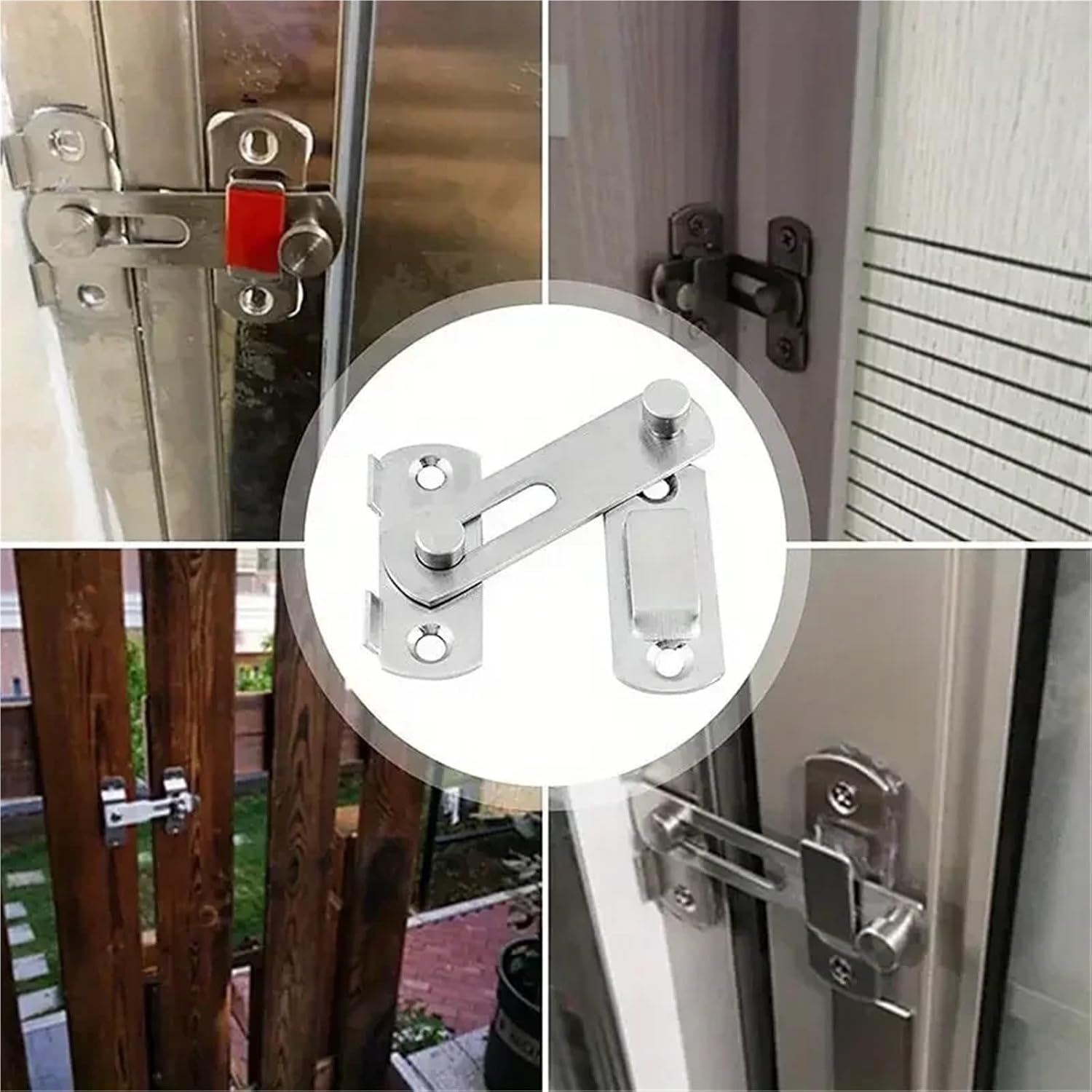 6Pcs Stainless Steel Door Lock Guard Latch Bolt Gate Buckle for Cabinet Fitting Sliding Doors Home Security Hardware(Black)
