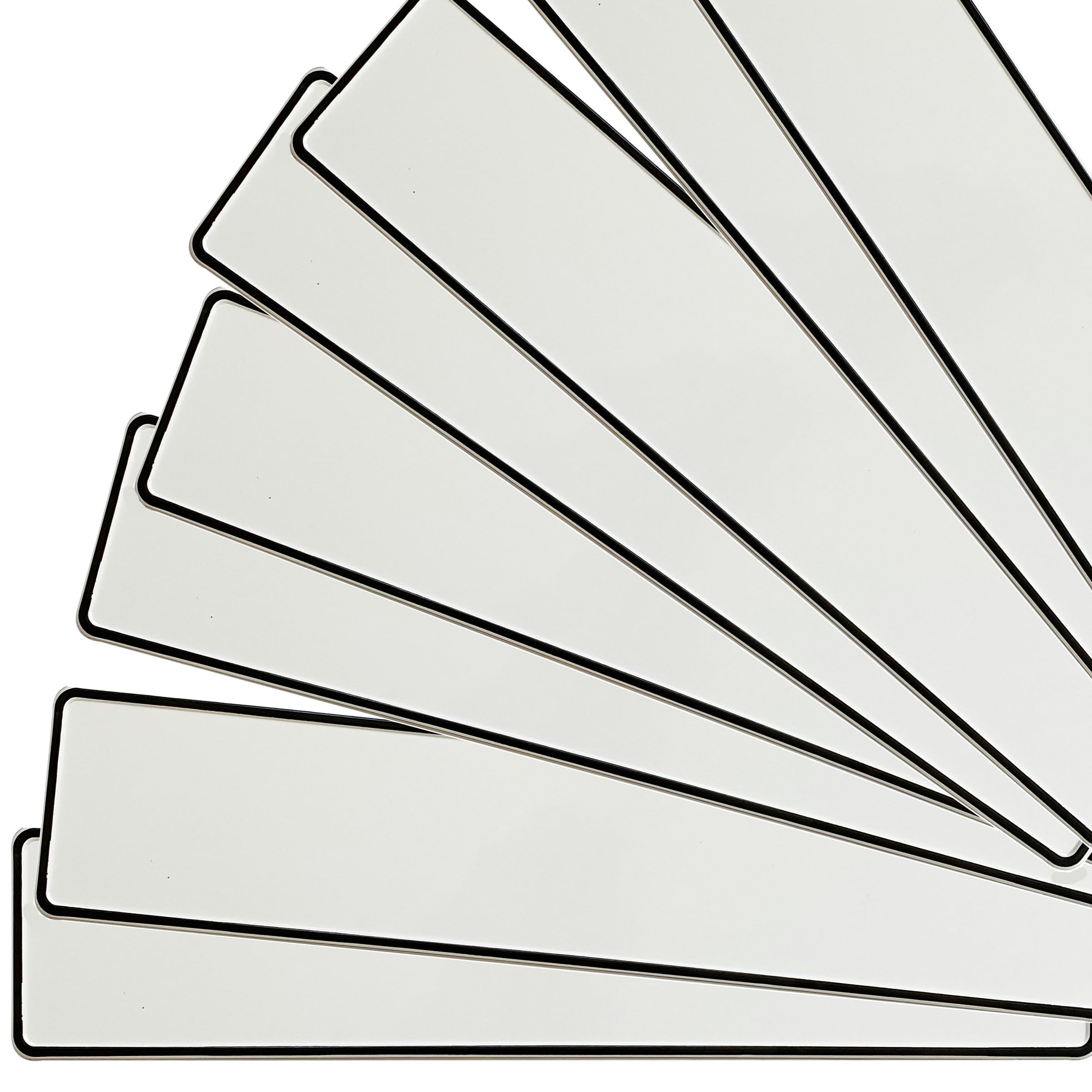 Plaque d'immatriculation vierge 520x110 mm – blanche avec bordure noire – Plaque d'immatriculation en aluminium pour véhicule à personnaliser – Décoration de voiture pour mariage, fête, photos