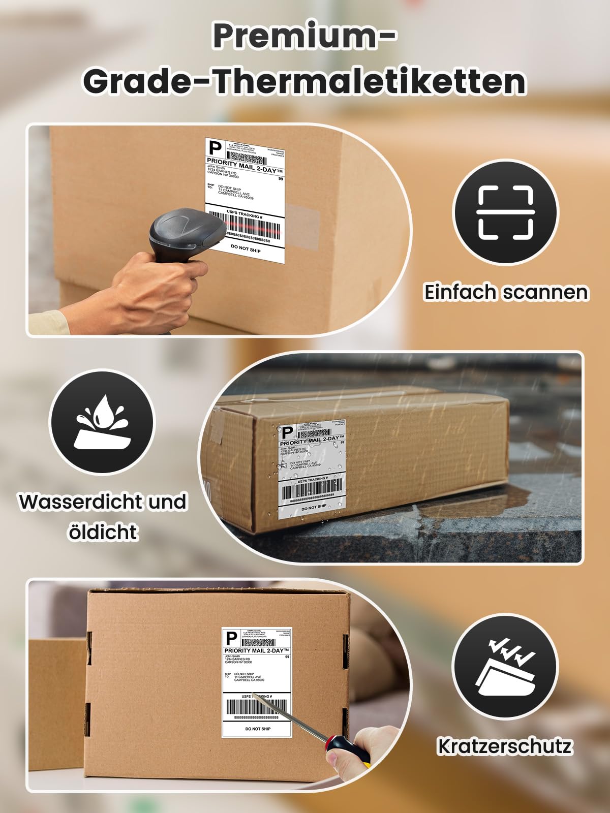 Phomemo Bluetooth-Etikettendrucker DHL + 500 Blatt 4x6 Thermoetiketten, versandetiketten drucker 4x6, Thermodrucker Etikettiergerät Label Printer ist für Ebay, Amazon, Etsy, Ups, Shopify, Vinted, etc