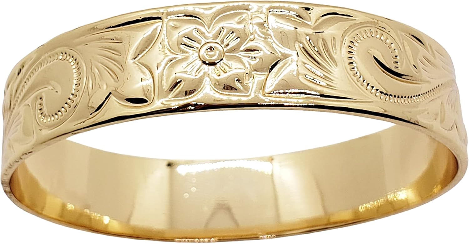 Healani Jewelry 15mm Gold Plated Hawaiian Bangle Bracelet