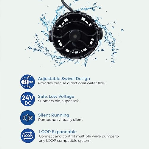 Miniatura 2 de CURRENT USA eFlux - Bomba de flujo de onda de accesorios de 1050 GPH  Ultra silenciosa, tamaño compacto, compatible con Loop  Bomba de agua para