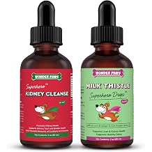 WONDER PAWS Kidney Cleanse Drops Plus Milk Thistle Drops - for Dog Urinary Tract, Kidney, Liver Health & Overall Wellness Kidney Cleanse 2 Ounces - Milk Thistle 2 Ounces