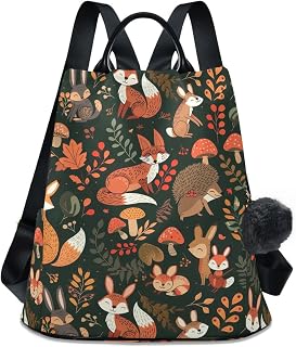 Cute Fox Green Roomy Anti-Theft Backpack for Women Shopping | Ladies Backpack Purse Made of Polyester with Smooth Hardware Zippers, Ensuring Lasting Reliability for Daily Outings