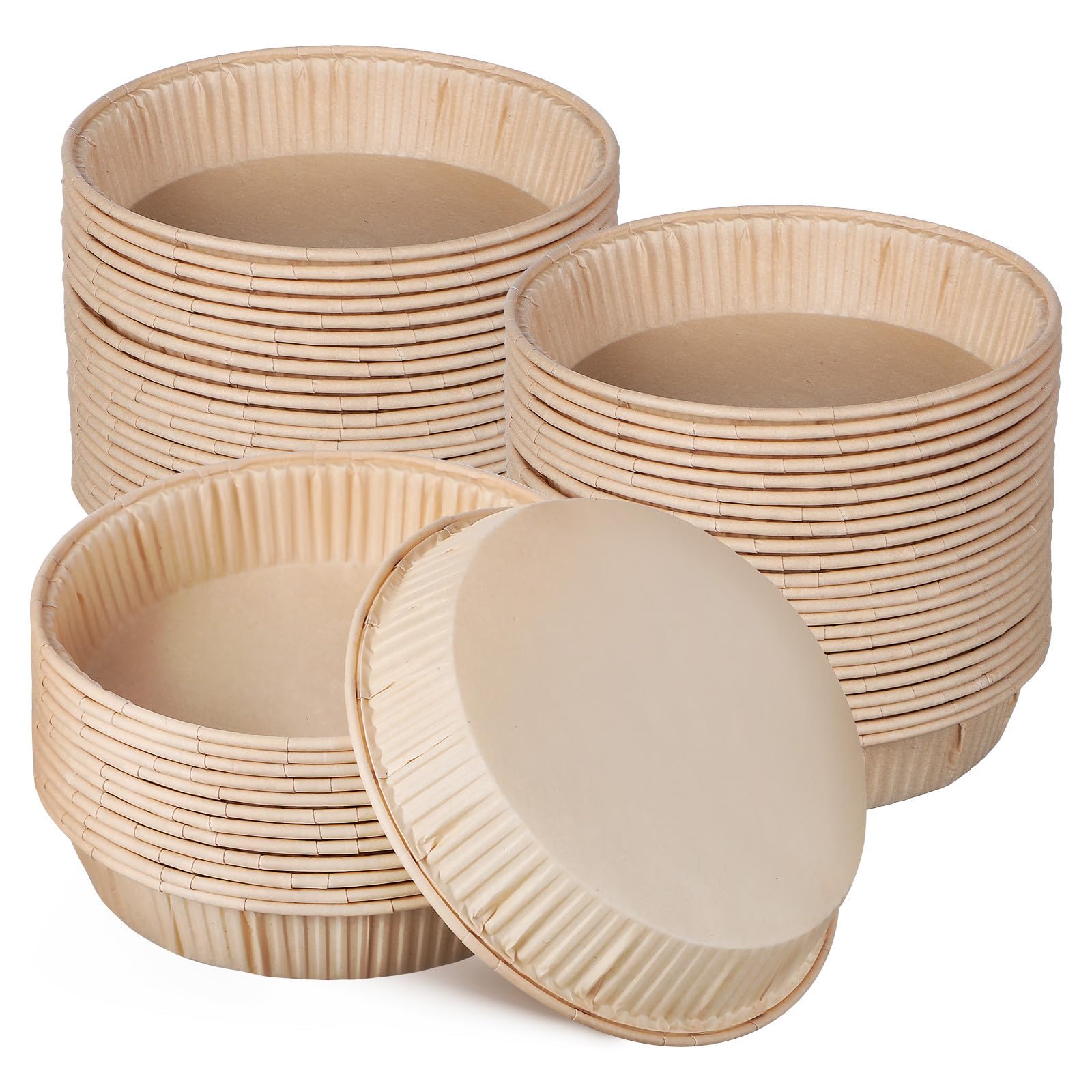 OUNONA 100 Pcs Beige 4-inch Mini Round Paper Tart Pans Nonstick Baking Cups for Muffins, Quiches, Pastry Cases – Small Tart Tray Suitable for Oven and Dessert Preparation