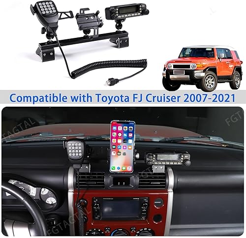 Miniatura 6 de Soporte para teléfono de automóvil, walkie talkie/radio compatible con Toyota FJ Cruiser 2007-2021, soporte multifuncional para panel de