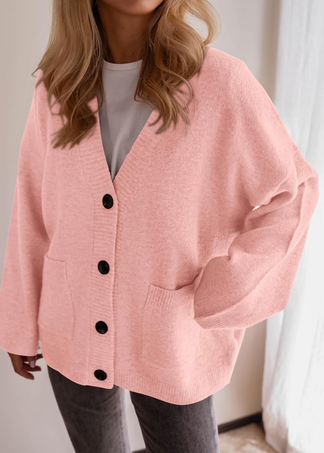 BTFBM Oversized Cardigan Sweaters for Women Trendy Fall Fashion 2025 Button Down Long Sleeve Chunky Knit Cardigans