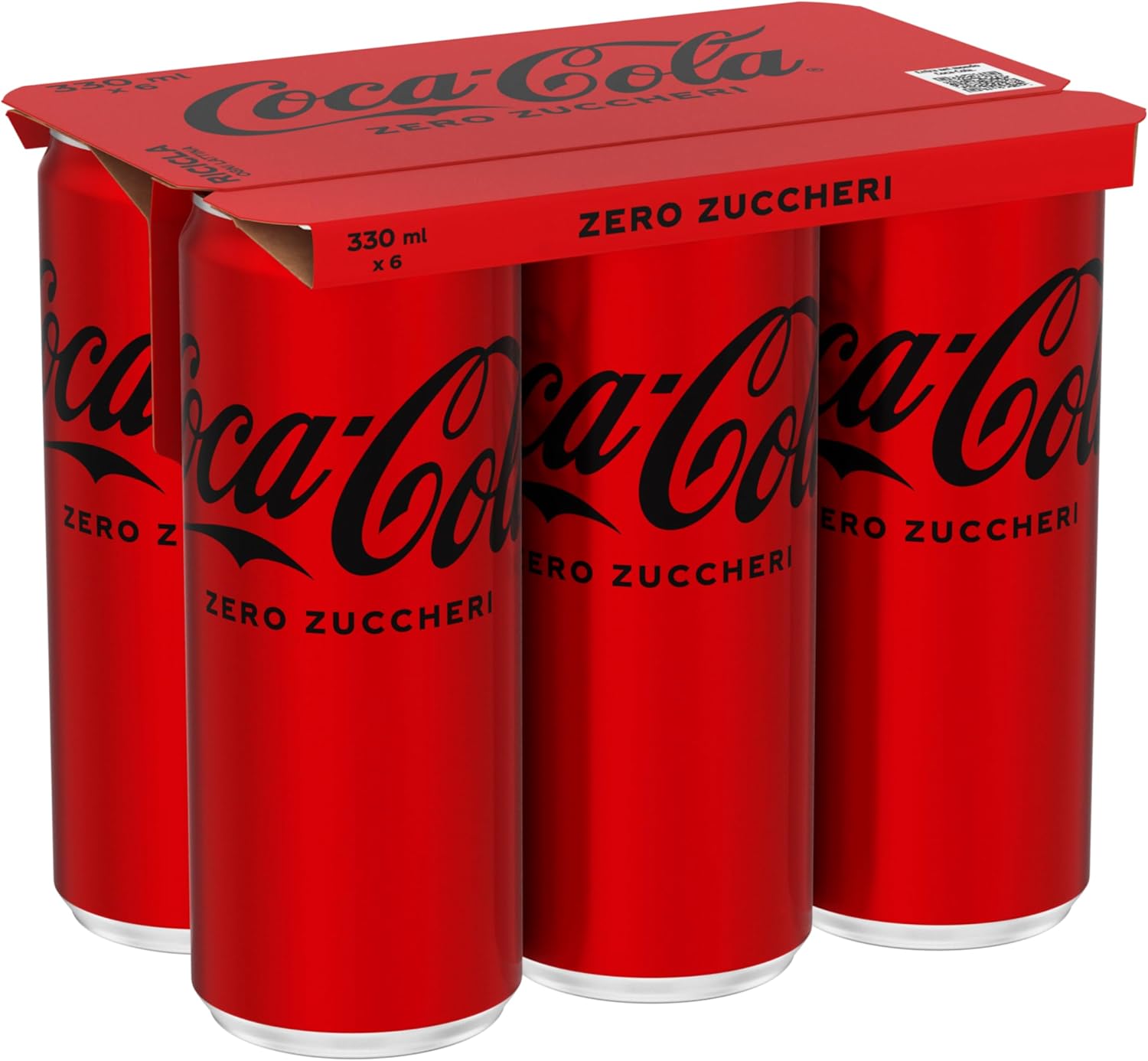 Coca-Cola Zero Zuccheri, Tutto il Gusto della Formula Coca-Cola Senza Calorie, Lattina 100% riciclabile - 6 Lattine da 330 ml - Immagine 1