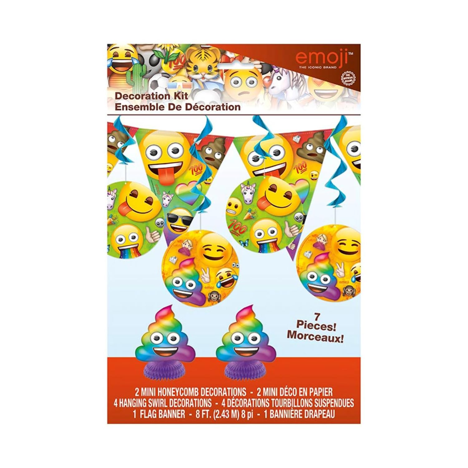 Rainbow Fun Emoji Decorating Kit - Vibrant & Versatile Party Supplies - Perfect for Kids' Birthdays, Celebrations & Exciting Events - 7 Pc