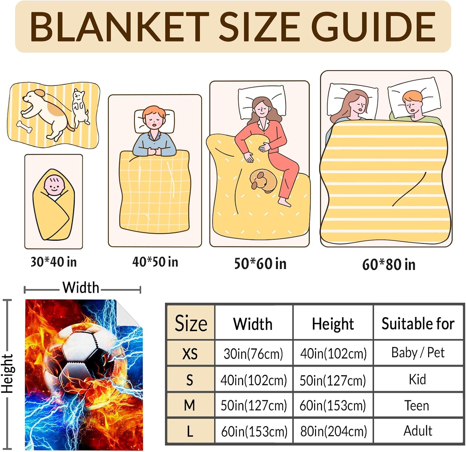 Soccer Blanket for Boys Throw Blankets Gift for Kids Men Adults Soccer Fans, 40”x50” Lightweight Warm Sport Flannel Throw for Sofa Couch Bedding Office Travel for Son Birthday