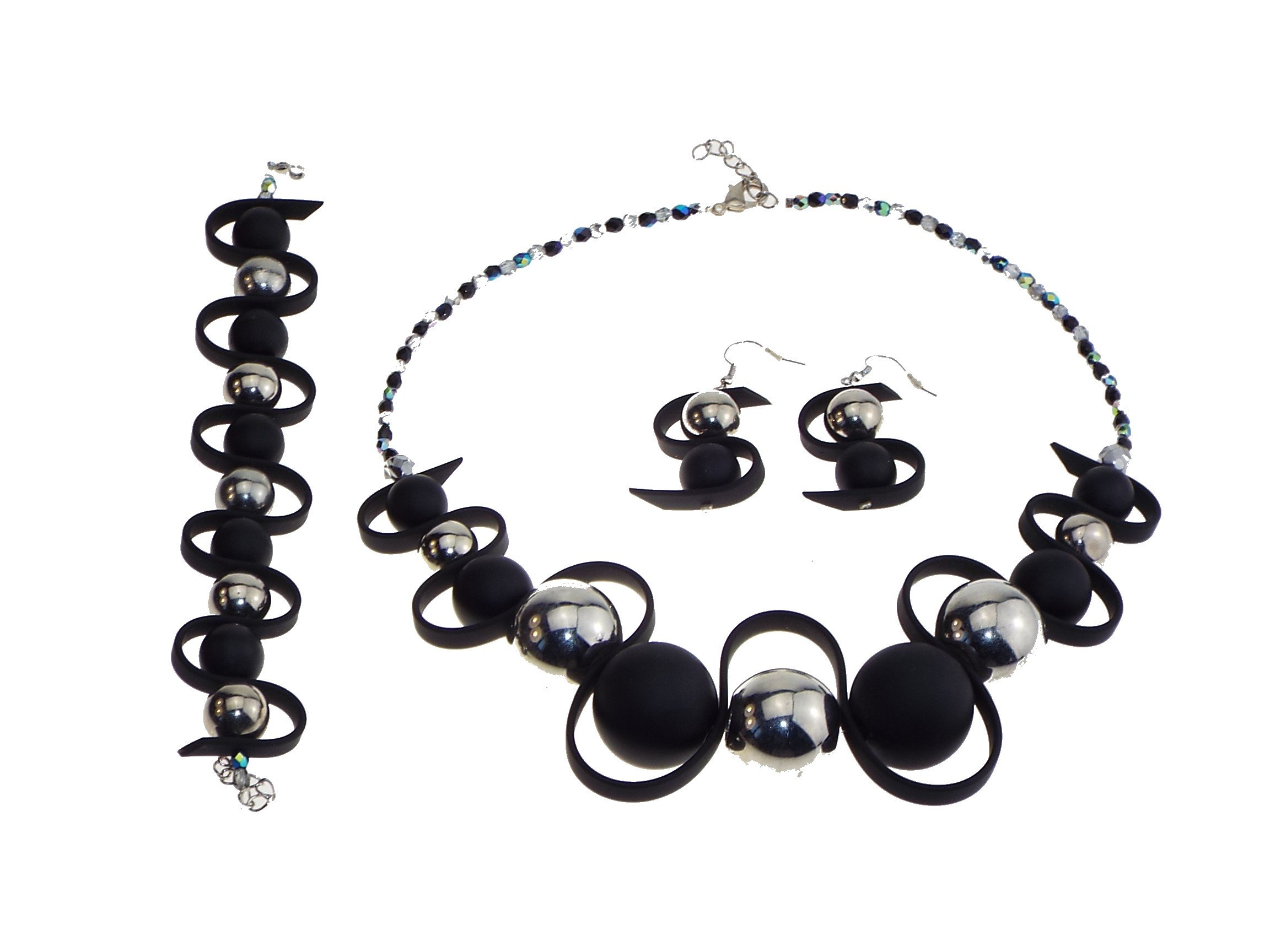 New – Zig Zag Black and Silver Tone Costume Jewellery – Handmade.