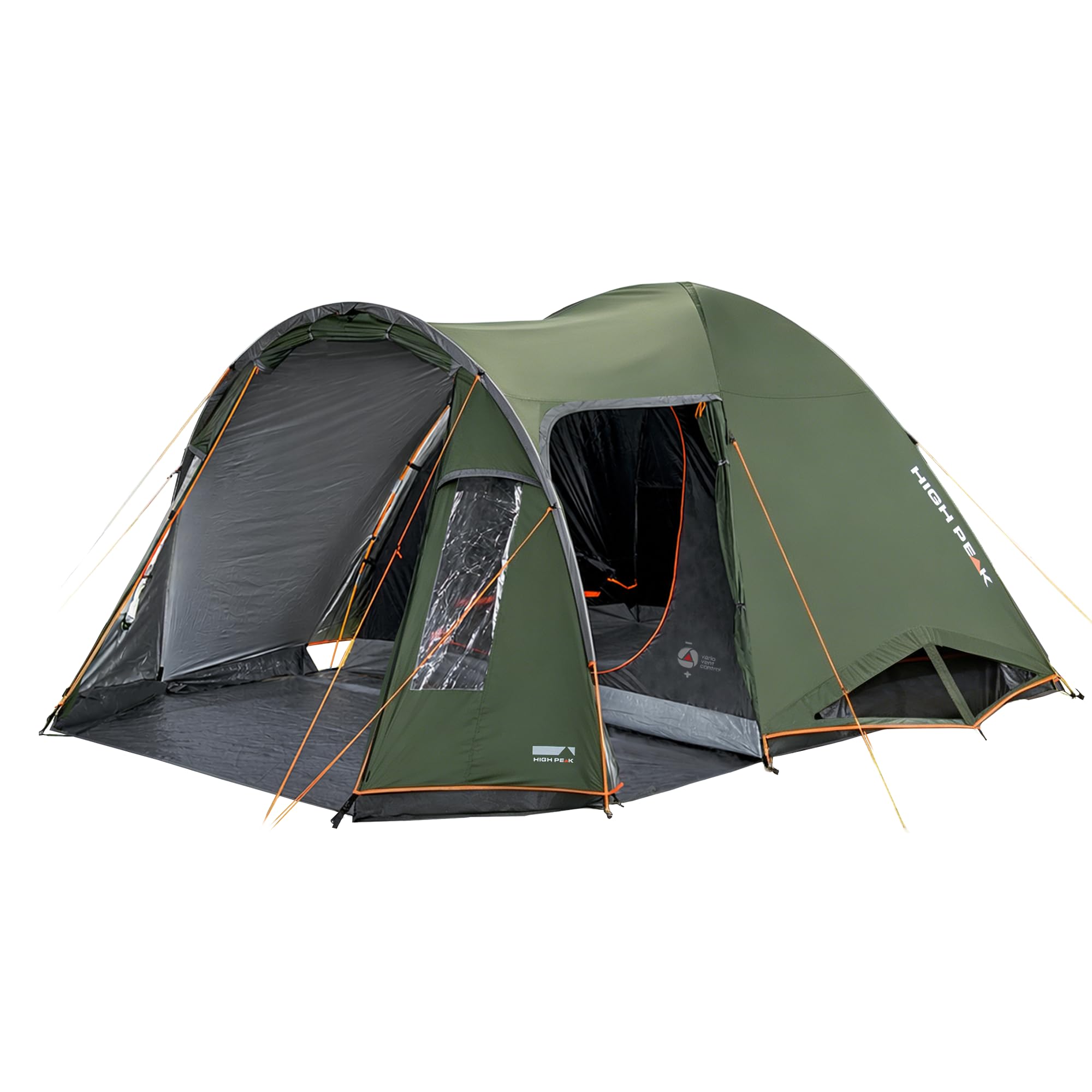 High Peak Zelt 4 Personen mit Vorraum, dunklem Innenzelt und Zwei Eingängen | 2-in-1-Nutzung, 3000mm Wassersäule, UV-Schutz 80+, Mesh-Insektenschutz, für Camping, Festival, Familienurlaub, Wochenendtrips