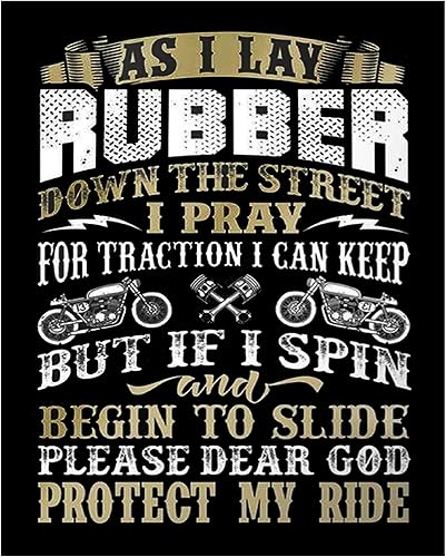 Lay Rubber & Dear God Protect My Ride- Funny Garage Wall Decor Print, For Home Decor, Office Decor, Man Cave Decor, Bar Decor & Garage Decor. Great
