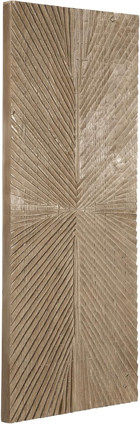 Signature Design by Ashley Lenora Rustic Sunburst Wood 20 x 48 Inch Wall Decor, Brown
