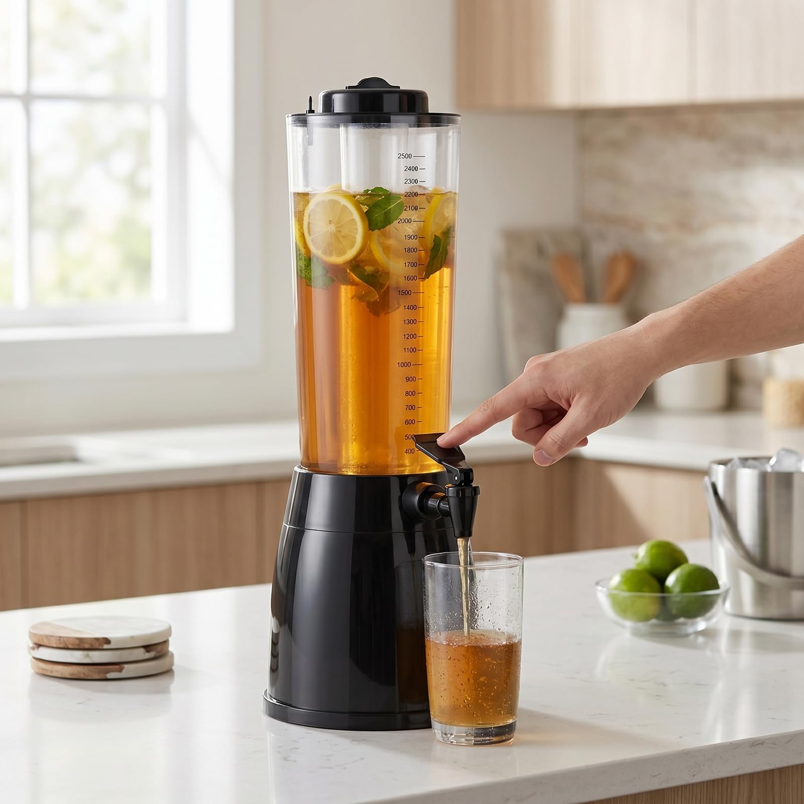 Yosoo Health Gear Bier Turm Getränkespender, 2,5L mit LED Eisröhre (BLACK)