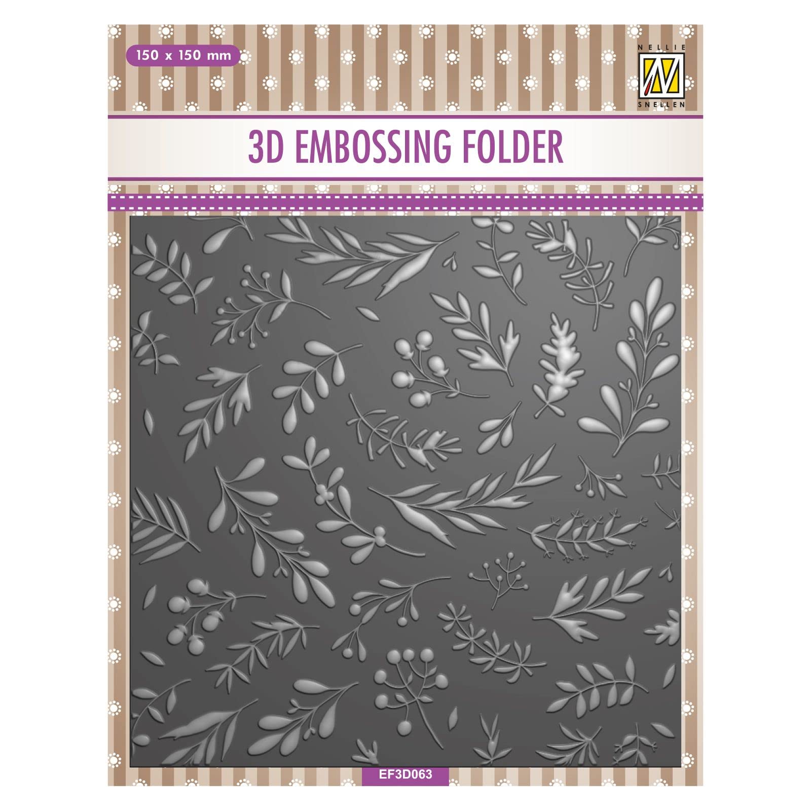 Nellie's Choice 3D Embossing Folder - Branches & Berries 5.9 x 5.9" - Card Making Supplies for Journaling, Scrapbooking and Paper Crafts