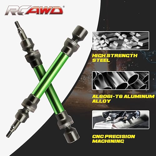 Miniatura 6 de RCAWD Juego de eje de transmisión delantero y trasero 4X deslizante para 110 Arrma 3s Blx New Big Rock Monster Truck (verde)