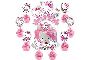 Hello Kitty Birthday Cake Topper and Cupcake Toppers Party Decorations Set