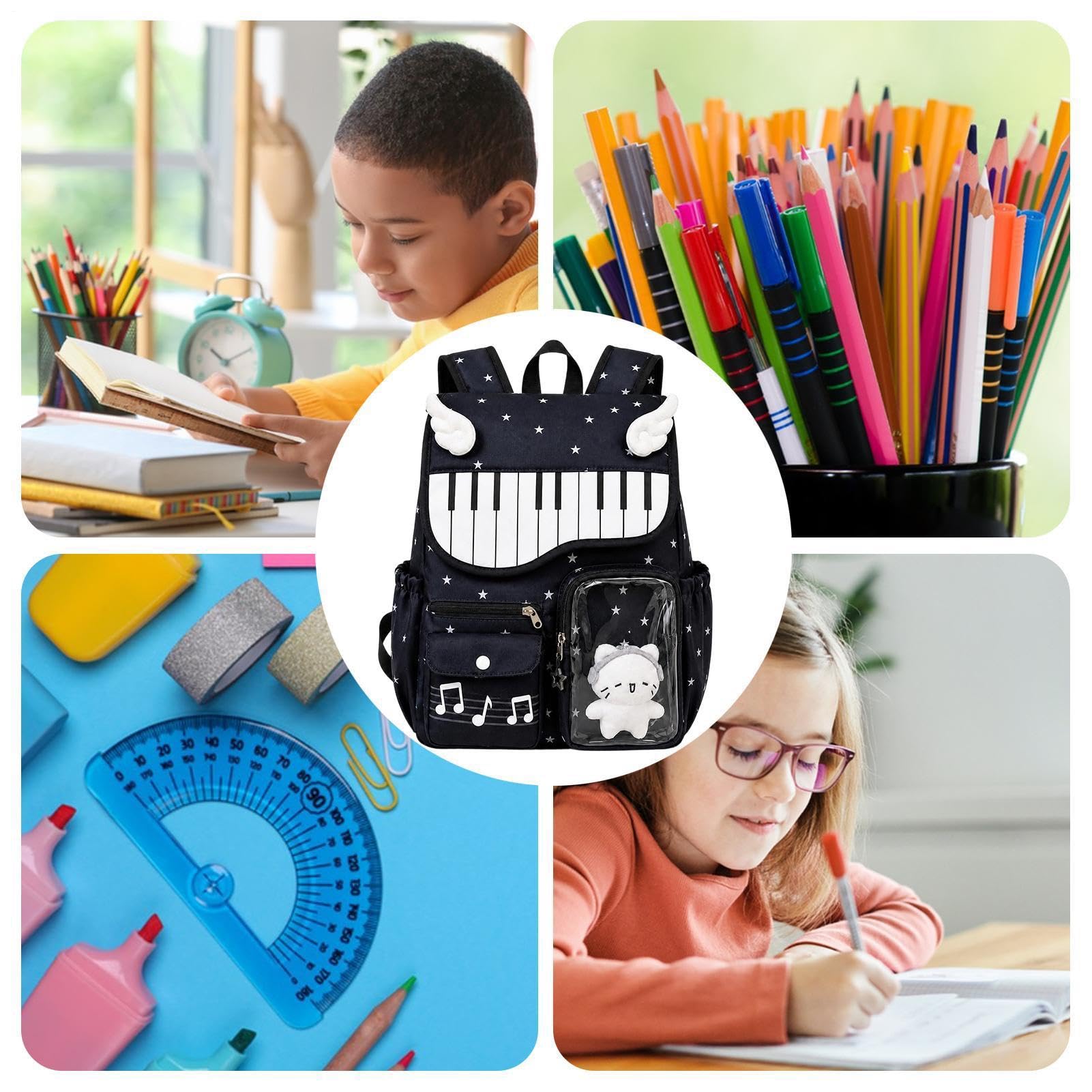 Zaino Musicale Borsa Porta Libri a Pois Carina alla con Ciondolo Decorativo