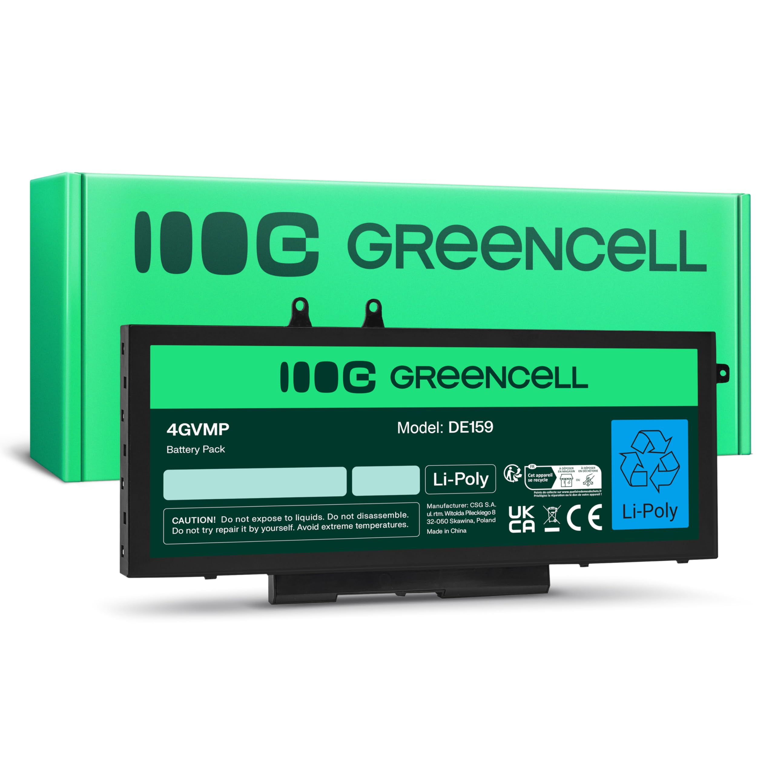 Green Cell Bateria 4GVMP R8D7N 1V1XF do Laptopa Dell Precision 3540 3550 Inspiron 17 7791 2-in-1 15 7590 7591 Latitude 5400 5410 5500 5510 (8000mAh 7.6V Czarny)
