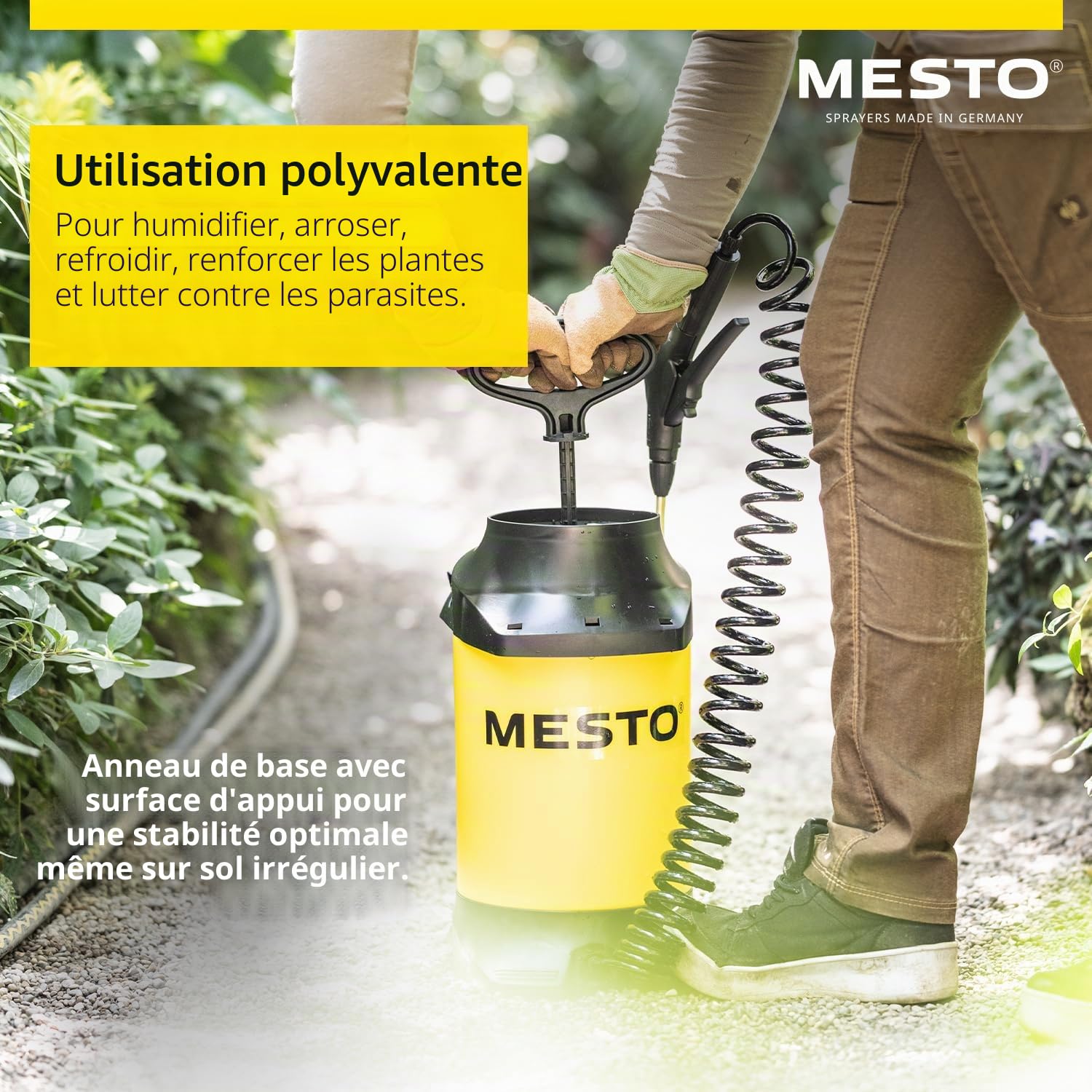 Mesto Profi 5 Pulvérisateur 5L avec Tamis 120mm | 3 Bar | Maison & Jardin | Joints FPM | Pulvérisateur à Pression pour Plantes, désherbage et Protection des végétaux | Flacon Pompe Robuste