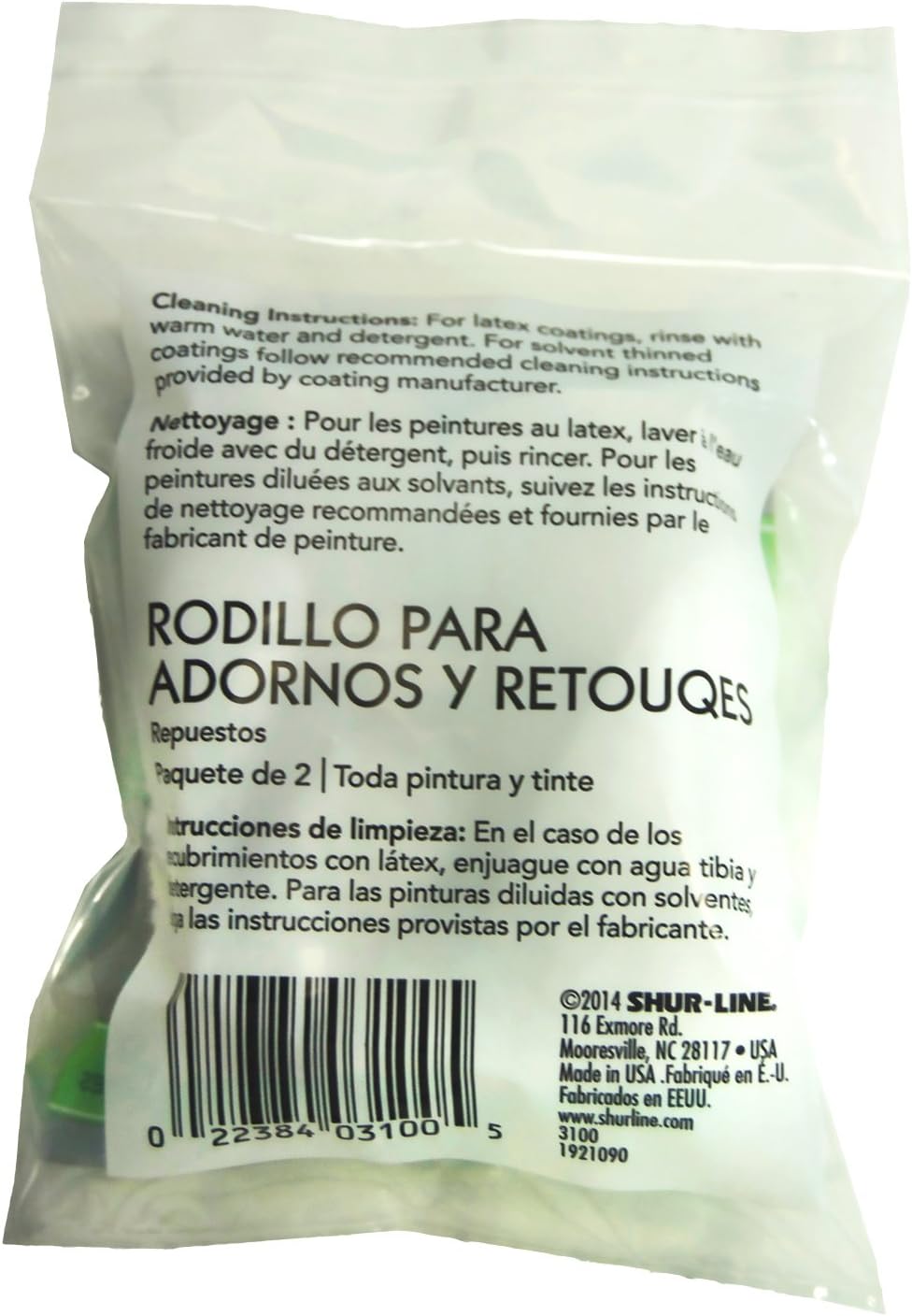 Shur-Line 2007129 3-Inch Trim and Touch Up Roller Refill 1 Count (Pack of 1)