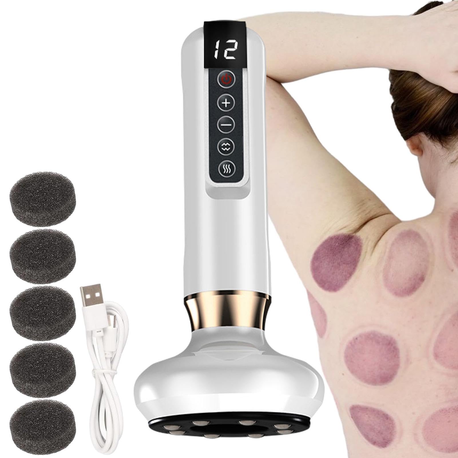 Conjunto de terapias de ventosas dinámicas inteligentes,Dispositivo de succión dinámico inteligente con 12 niveles de temperatura - Máqu de terapia de vacío 3 en 1 para abdomen, Flavas