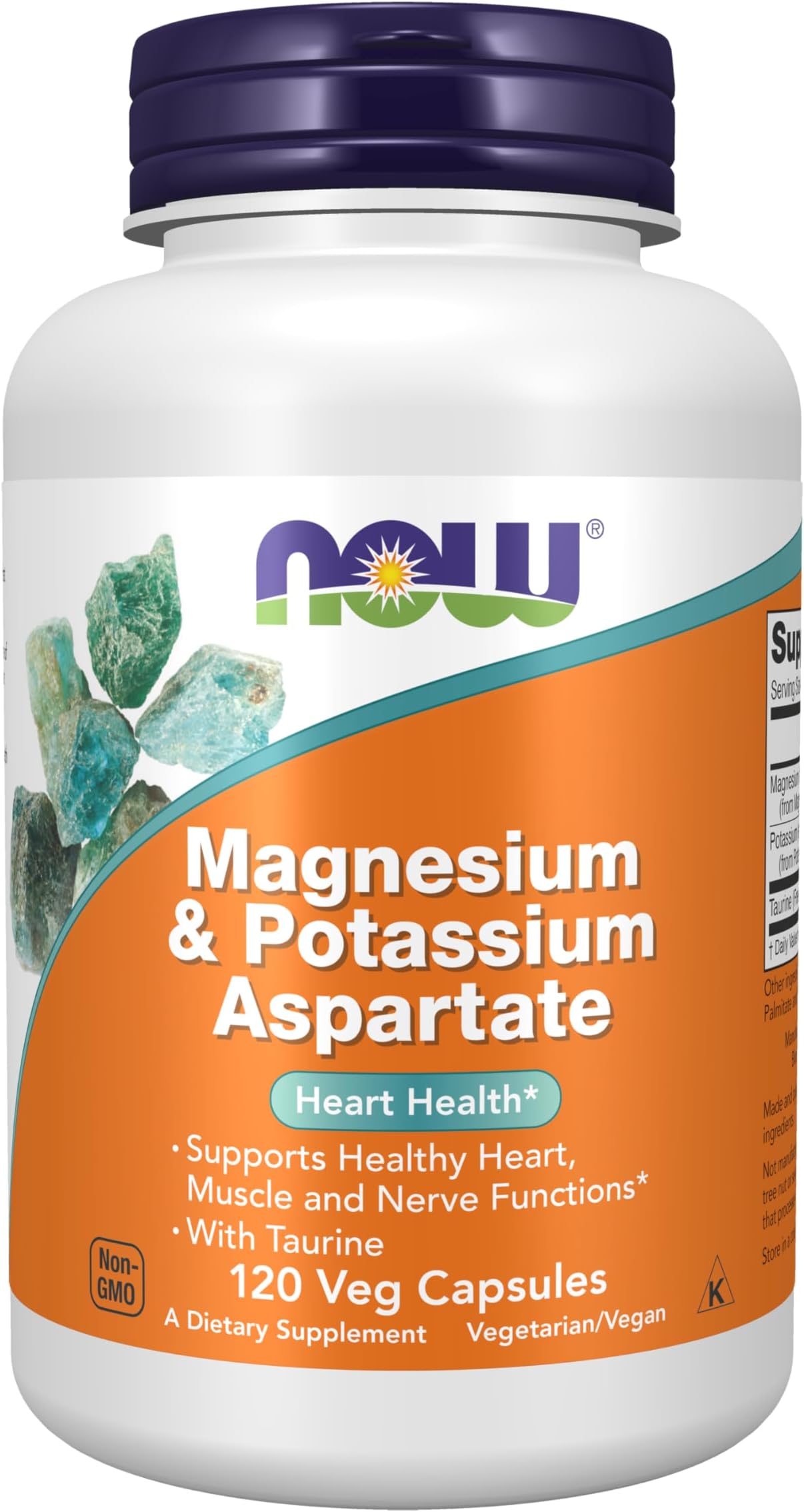 NOW Foods Magnesium and Potassium Aspartate with Taurine, 120 Capsules