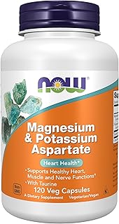 NOW Supplements, Magnesium & Potassium Aspartate with Taurine, Heart Health*, 120 Veg Capsules
