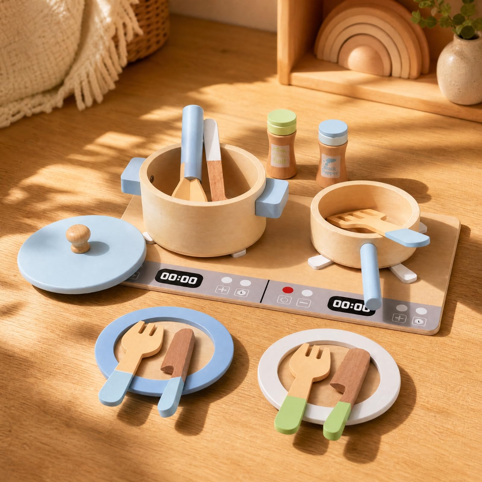 Accessori da per Bambini con Bordi Arrotondati Set da Giocattolo con Pentola Coperchio Realistico