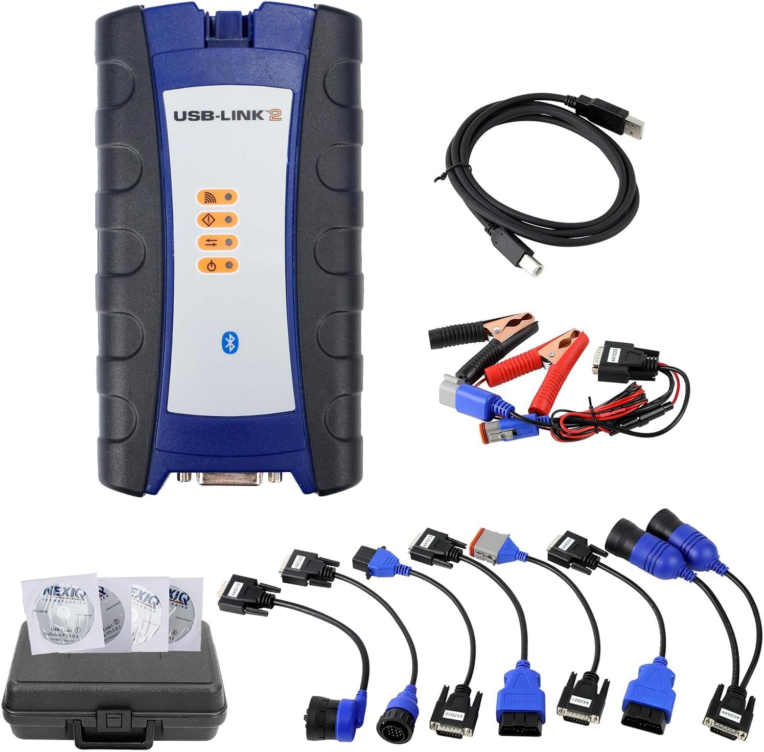 Nexiq USB Link 2 125032,with Repair Information & Diagnostic Software,Applicable to Diesel Truck Diagnostic Problems,USB/Bluetooth Connection,Plastic Box Set USBVersion