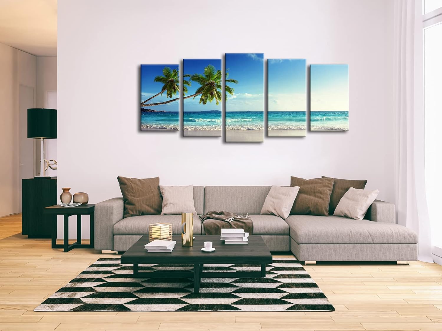 Wieco Art 5 Piece Large Modern Contemporary Ocean Sea Beach Giclee Canvas Prints Artwork Gallery Wrapped Seascape Pictures Paintings on Canvas Wall Art for Living Room Bedroom Home Decorations L