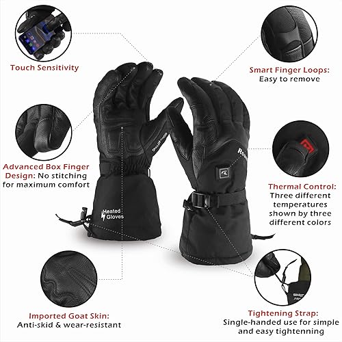 Miniatura 2 de Roaming Guantes calefactados recargables para hombres y mujeres, guantes de esquí con calefacción eléctrica para motocicleta, snowboard, patinaje y