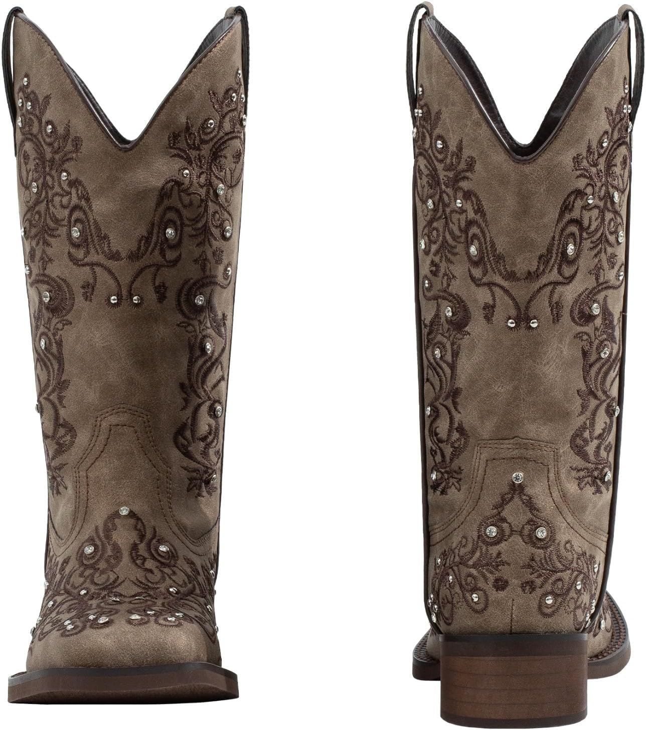 SheSole Womens Western Cowgirl Boots Fashion Rhinestone Square Toe Ladies Cowboy Boots Mid Calf - Image 3