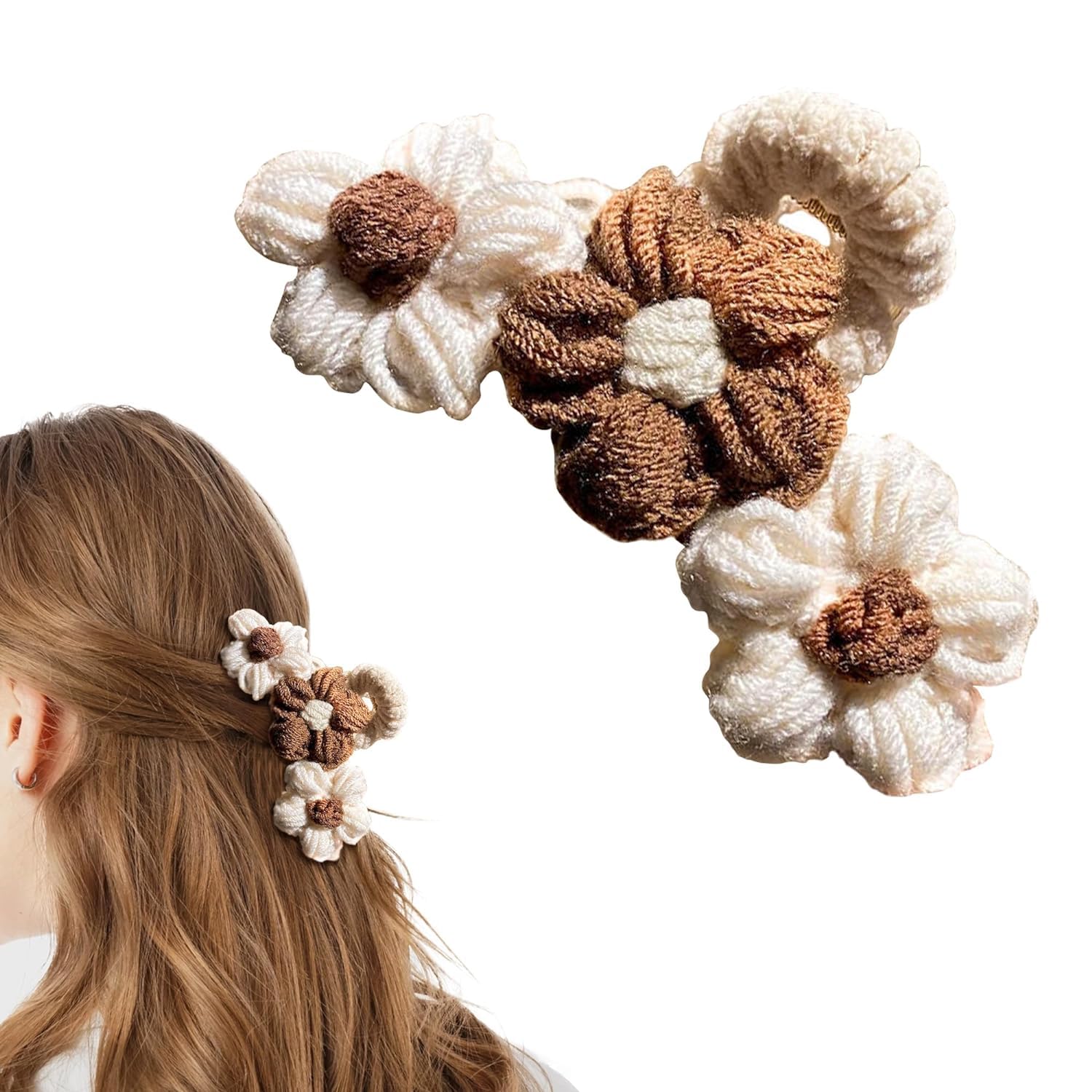 NWT ??? Piper K Hair Claw Clips set of 4 flowers knitted crochet Piper K Flower Girls Hair Claw Hair Clips Hawaiian Plumeria  main image 2
