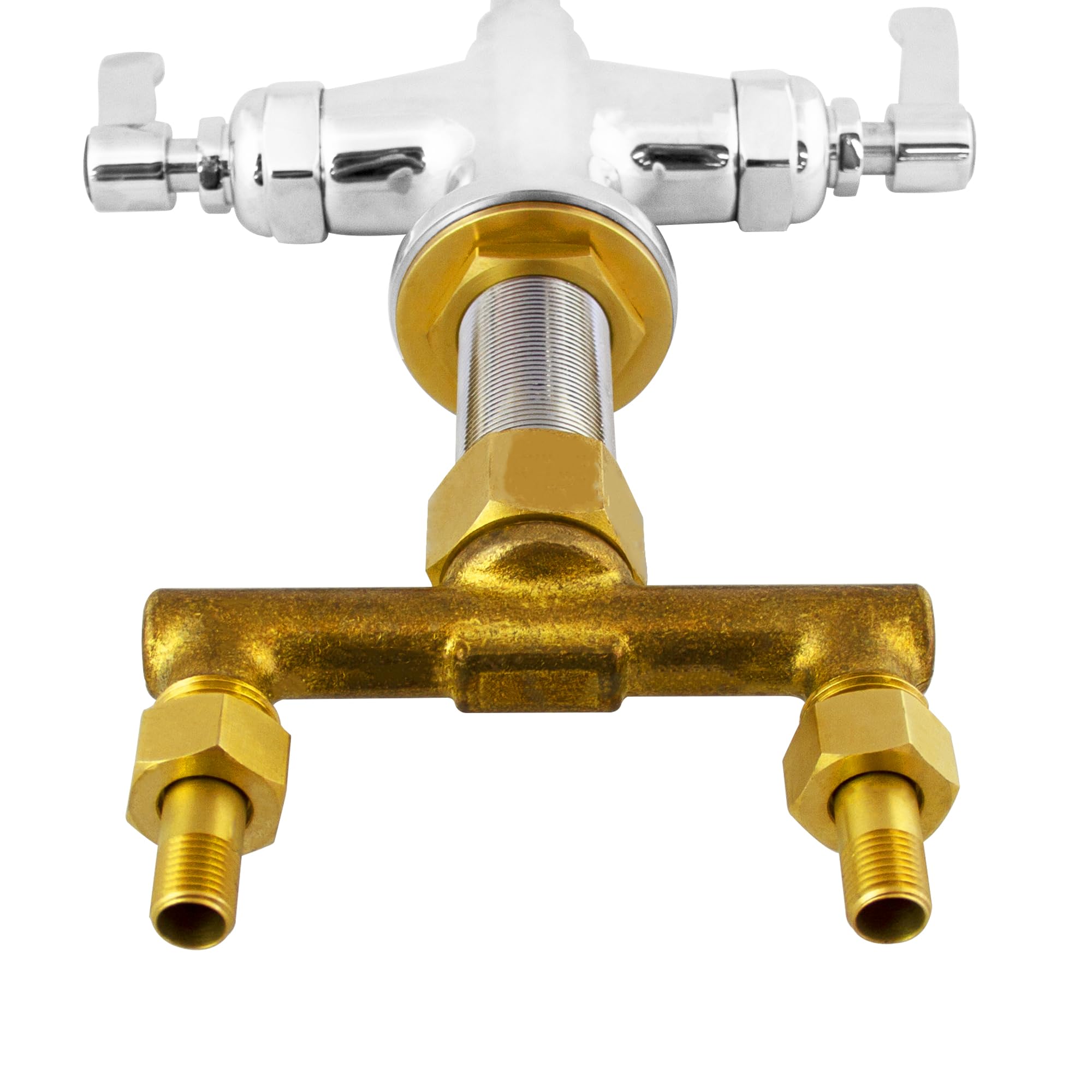 Grifo de Prelavado Comercial para Fregadero de Cocina Lavabo con Gancho Rociador Manguera Flexible y Grifo Adicional de Acero Inoxidable y Latón con Soporte de Pared y 2 Conectores Grifo GRATIS