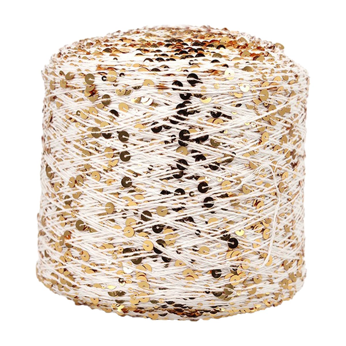 ECYC Ltd 153 Yards Cotton Sequin Yarn, Sparkle Sequin Thread for Knitting & Crocheting, DIY Craft Projects