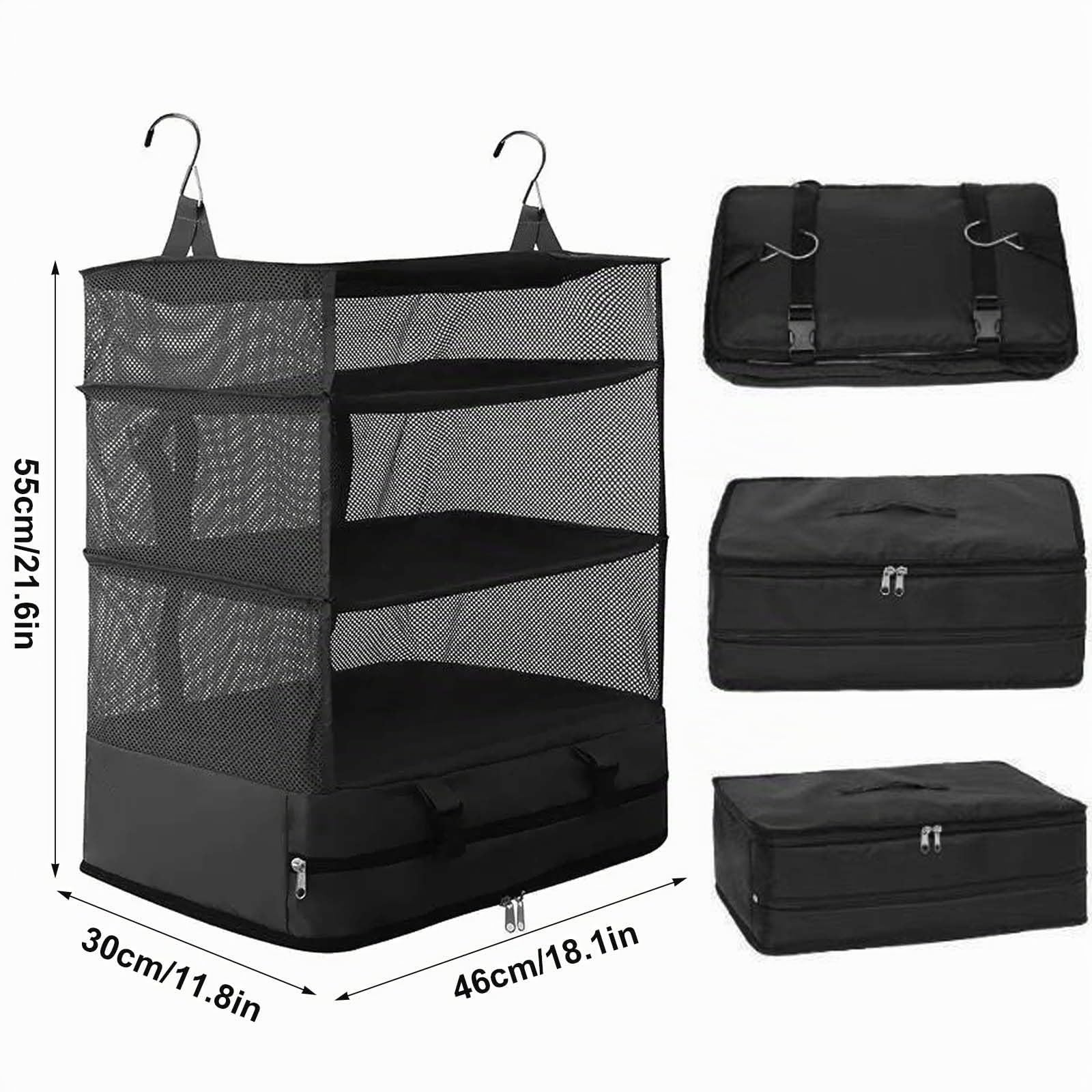 Dokeno Organizer Valigia, Organizer per Valigie da Appendere con Borsa per Cosmetici Pieghevole Organizer Valigia Salvaspazio, Packing Cubes Set Compressione