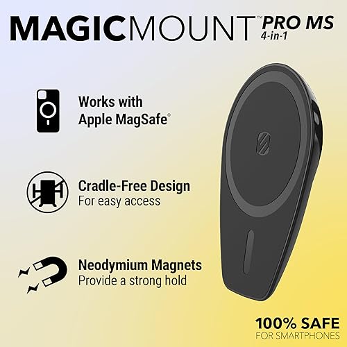 Miniatura 2 de Scosche MPMSODVM MagicMount Pro MS 4 en 1 para salpicaderoparabrisasventilación para teléfono celular, soporte de brazo oscilante ajustable,