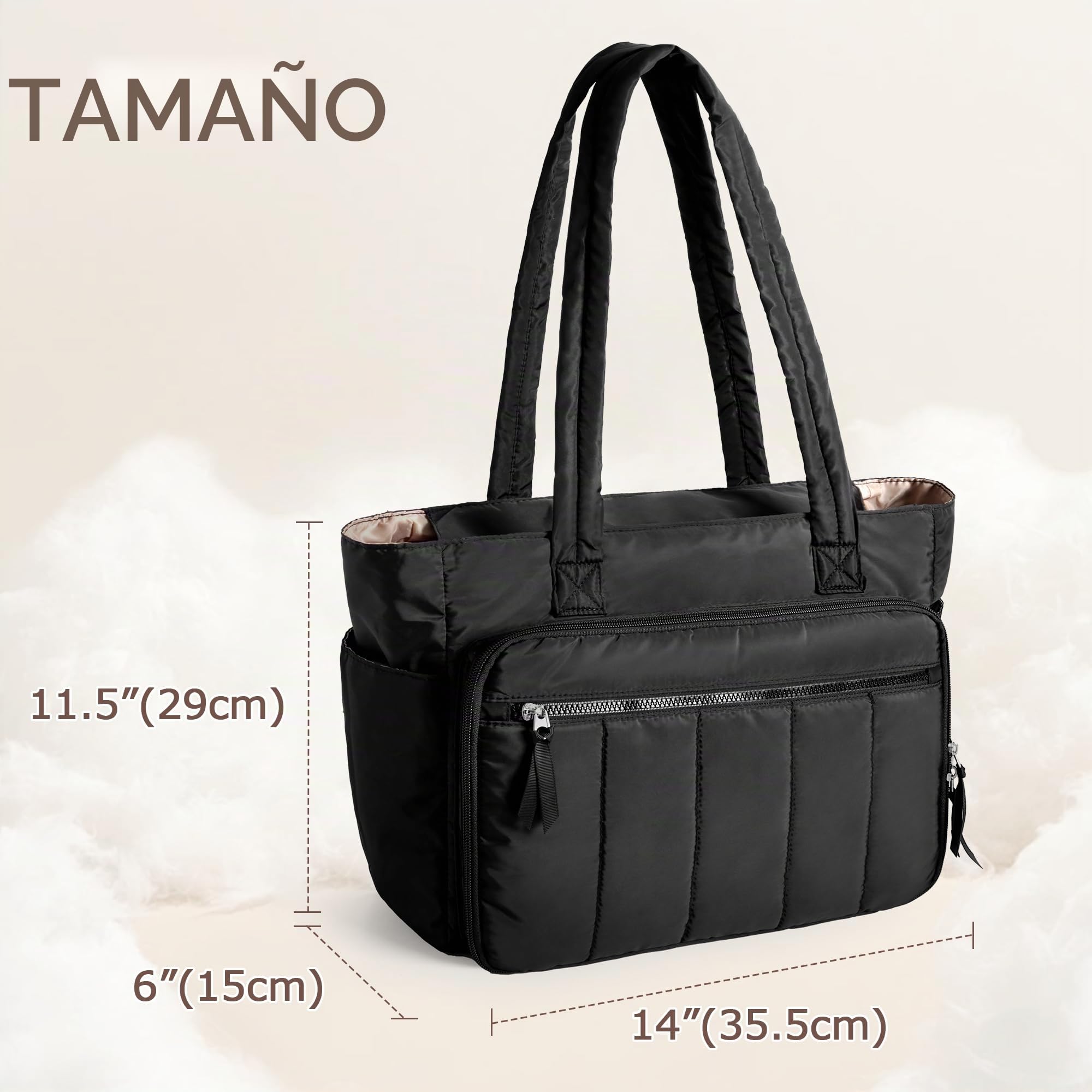 Luxja Bolsa para Kit de Bordado con Múltiples Bolsillos, Bolsa para Proyectos de Bordado para Kits de Punto de Cruz, Negro