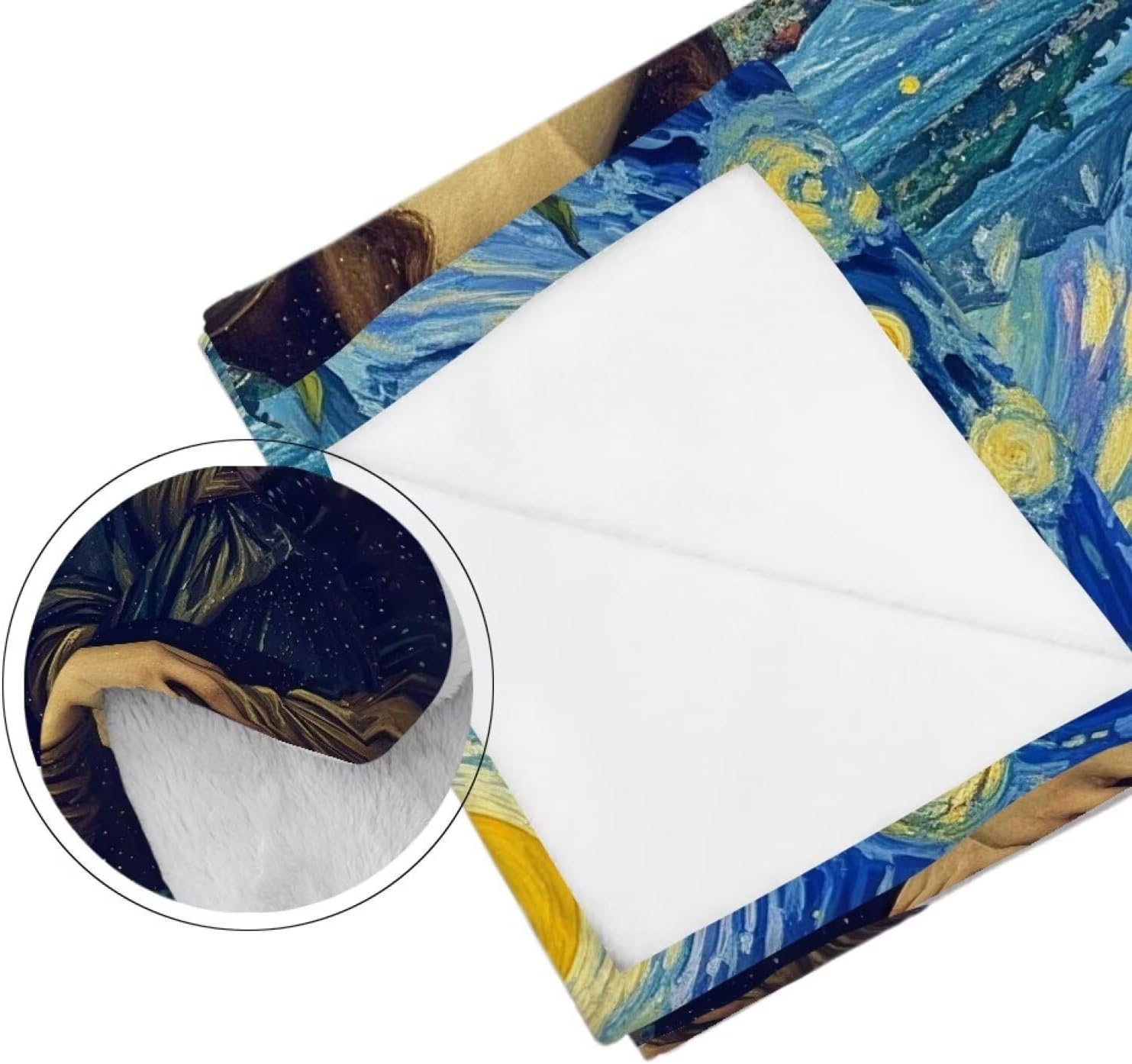Starry Night Mona Lisa Blankets for Sofa Couch Bed Soft and Warm Blanket Home Decorative Warm Present for Birthday, Christmas, Halloween, Housewarming Blue 3X-Large