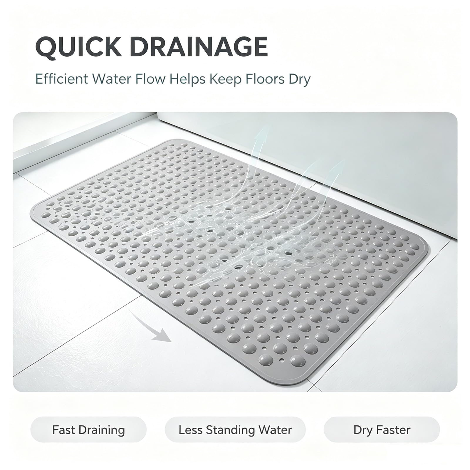 Antideslizante para Ducha PVC Suave Alfombrilla Ducha Seis tamaños disponibles Lavable a Máquina con Ventosa Drenaje Enrollable Secado Sin Olores Función de masaje para los pies Adecuado húmedas