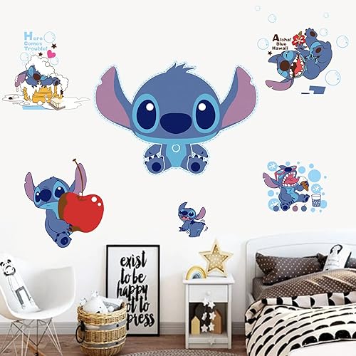 Miniatura 4 de CENMOO Adhesivos de pared de puntada póster de dibujos animados para niños papel tapiz de vinilo extraíble fondo de arte decoración de dormitorio