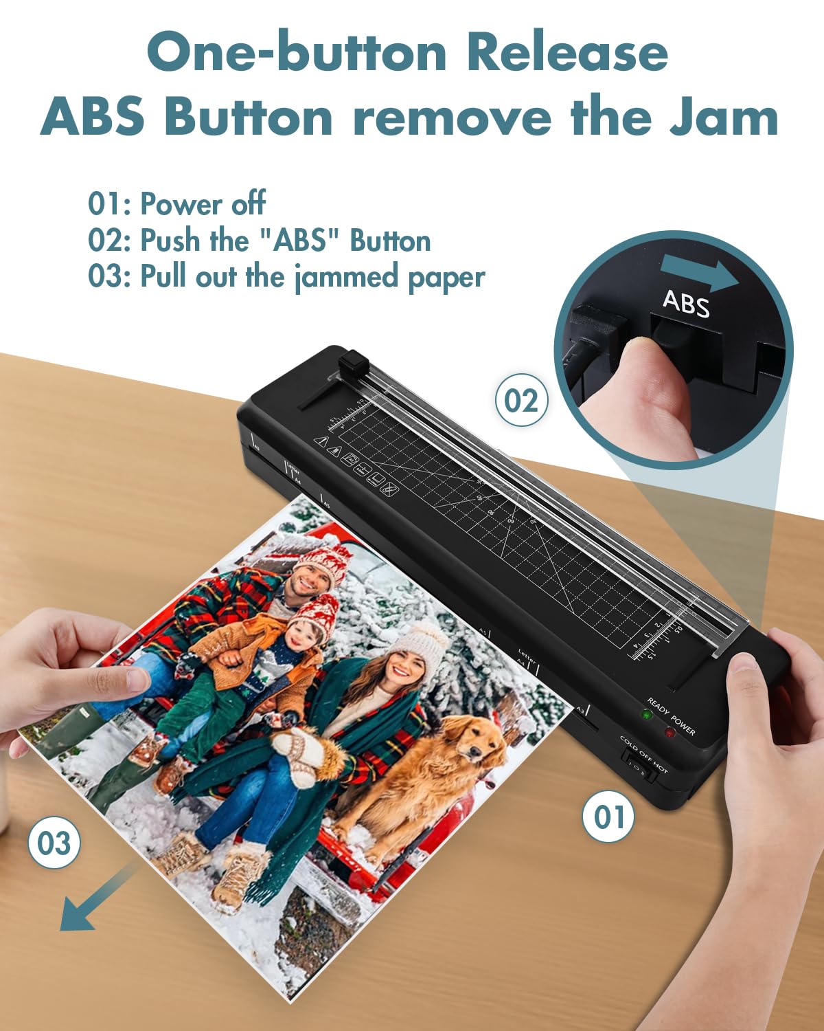 Laminator, Laminator A3 Szybkie nagrzewanie 70 s | Kontrola temperatury NTC, zimna i gorąca, frez i zaokrąglanie narożników, 40 etui A3, A4, A5, A6, w zestawie